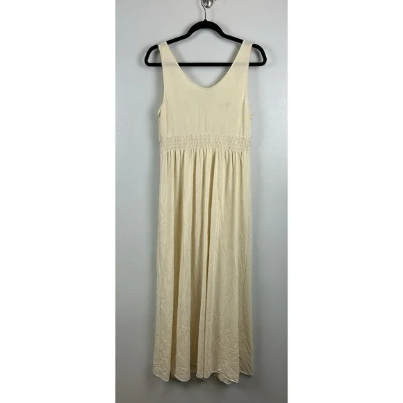 Vintage Shadowline Night Gown‎ Maxi Slip Dress Medium Nude Babydoll Nylon Granny - Picture 5 of 8